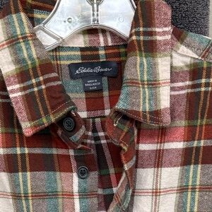 Eddie Bauer Men's Plaid Shirt - Red, Green, and Brown